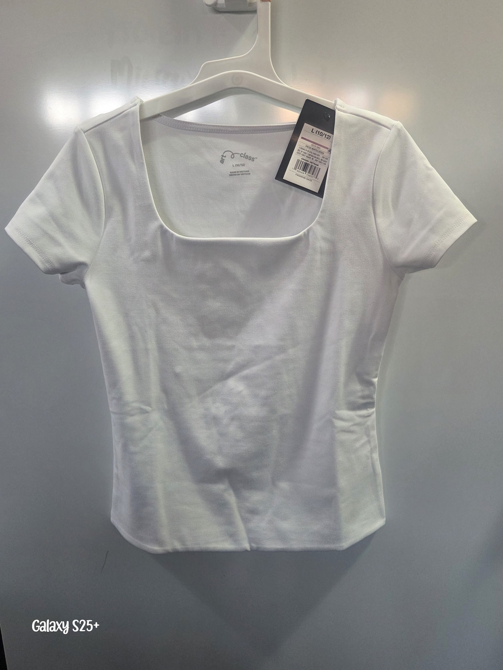 Art Class Girls L 10/12 White Square Neck Fitted Top NWT